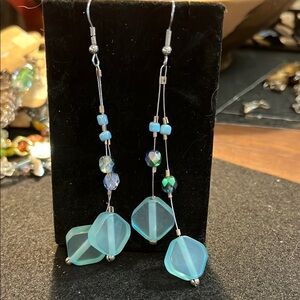 Elegant Blue Beaded Earrings